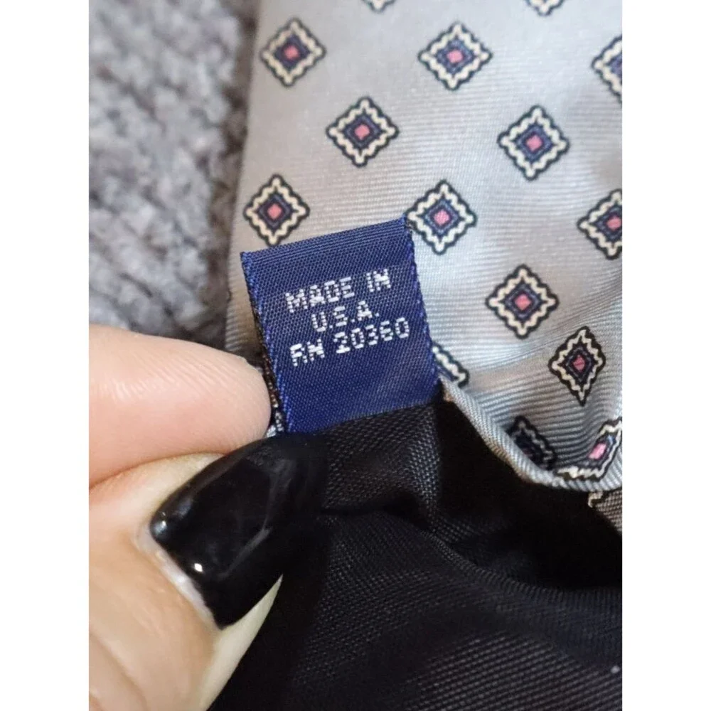 Oliver Hunt Mens 100% Silk Tie Gray Diamond Geometric Classic Necktie